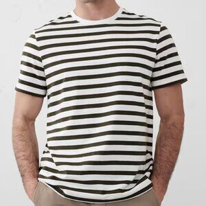 Banana Republic Factory Midweight Olive Stripe Organic Cotton T-Shirt